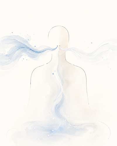 Ilustración etérea del flujo de la respiración