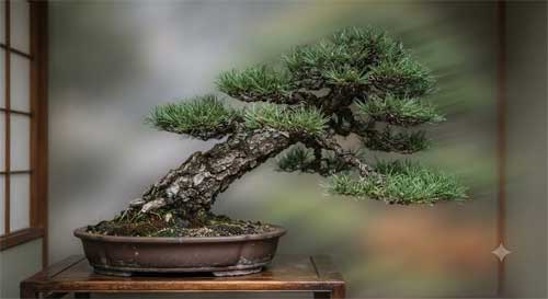 Ejemplo visual de un bonsai en estilo Shakan