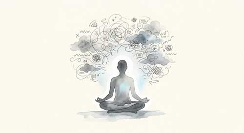 Ilustración conceptual de una mente distraída encontrando calma