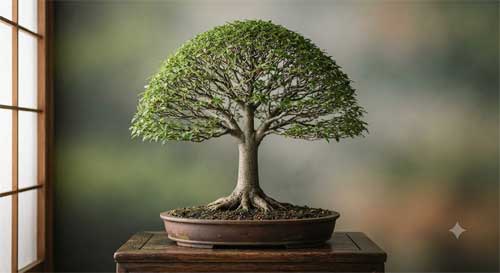 Ejemplo visual de un bonsai en estilo Hokidachi