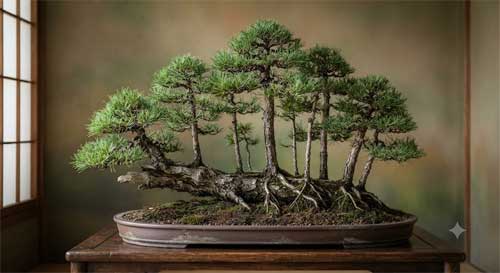 Ejemplo visual del estilo Ikadabuki en bonsai