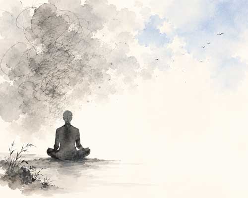Ilustración conceptual de la meditación como observación