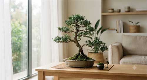 Penjing de interior estilo Lingnan junto a una ventana