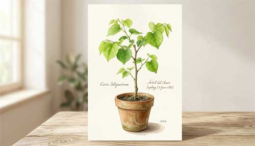Joven ejemplar de Cercis Siliquastrum en maceta