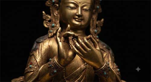 Estatua de Buda en postura de meditación con manos en mudra dhyana