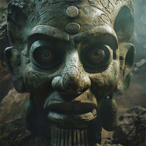 Máscara de bronce gigante con ojos protuberantes y orejas grandes de Sanxingdui