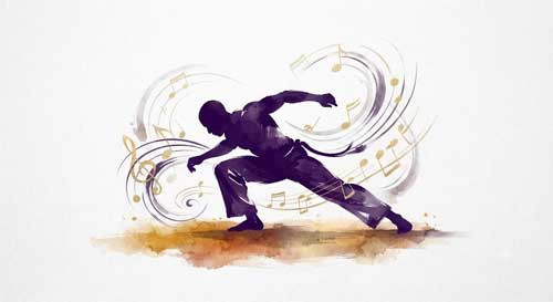 Ilustración conceptual de la Capoeira en movimiento