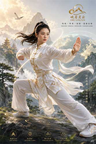 Representación artística de Emei Lingyun como divulgadora moderna