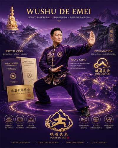 Representación de las figuras clave y la estructura del Wushu de Emei moderno