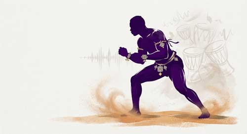 Ilustración conceptual de la lucha senegalesa