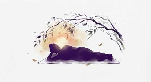 Ilustración conceptual del Parinirvana del Buda