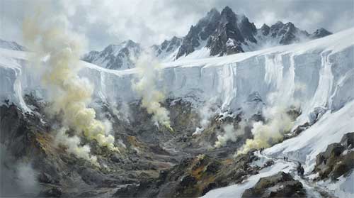 Paisaje volcánico y nevado del Monte Tate