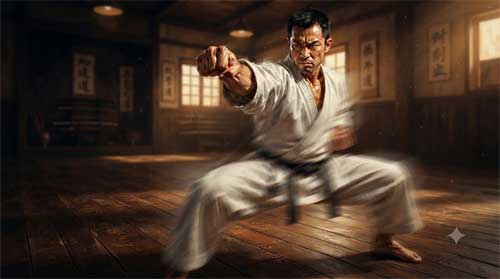 Representación artística del Shito-ryu en acción