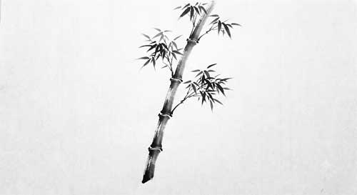 Pintura Sumi-e de un tallo de bambú