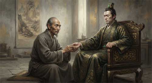 Representación artística de Bian Que diagnosticando al Duque Huan