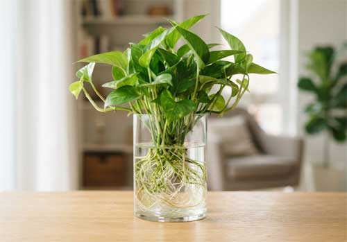 Detalle de raíces de planta en hidrocultivo dentro de cristal