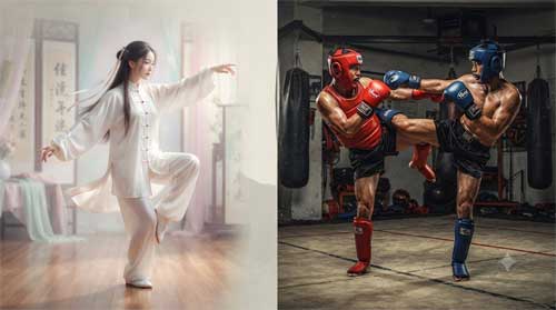 Contraste entre la forma estética y el combate real