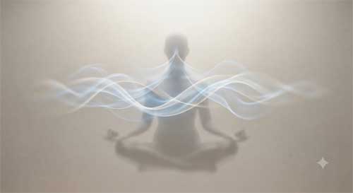 Representación artística sutil del flujo de la respiración y la calma mental