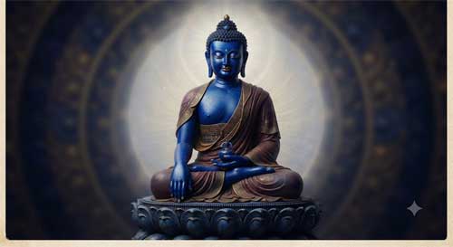 Representación del Buda Akshobhya en color azul profundo