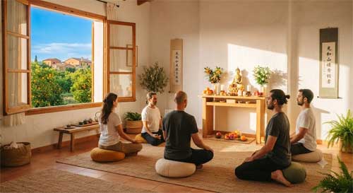 Centro de meditación en Valencia con luz natural y ambiente tranquilo