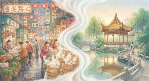Jardín clásico chino Chi Lin Nunnery contrastando con la ciudad