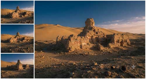 Ruinas de antiguos templos budistas en la región de Xinjiang