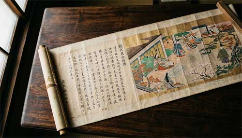 Detalle de un rollo Emaki japonés