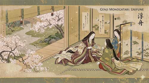 Representación artística del Genji Monogatari estilo Yamato-e