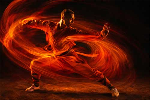Practicante de Huo Piao Quan en movimiento