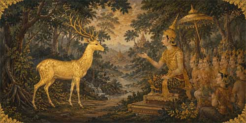 Representación artística del Jataka del Ciervo Dorado