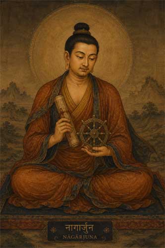 Representación de Nāgārjuna, fundador de la escuela Madhyamaka