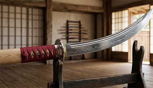 Detalle de la hoja curva de una Naginata tradicional