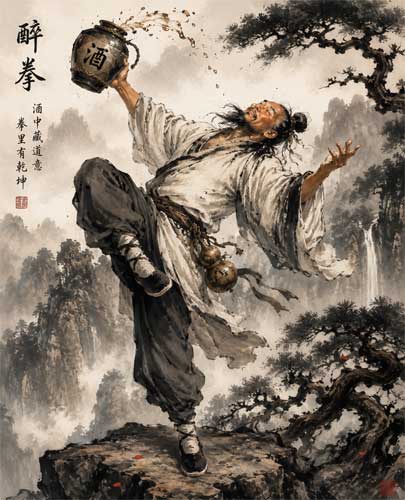 Practicante del estilo Borracho de Emei