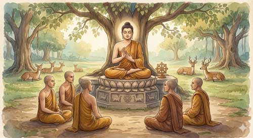 El Buda enseñando las Cuatro Nobles Verdades