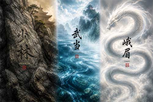 Representación de Shaolin, Wudang y Emei