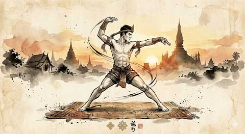 Representación artística del Muay Lao y su espiritualidad