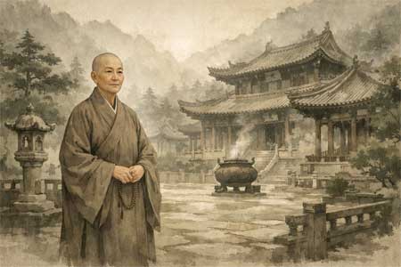 Ilustración artística de la Maestra Minglian o el Monasterio Yongtai