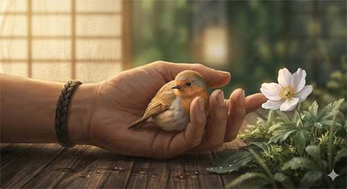Símbolo visual de Ahimsa: respeto y cuidado hacia toda forma de vida