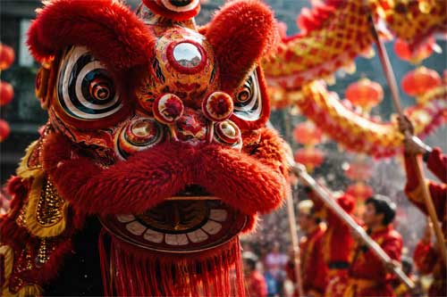 Danza tradicional china del León y el Dragón