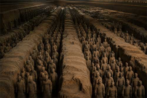Filas de Guerreros de Terracota en Xi'an, China