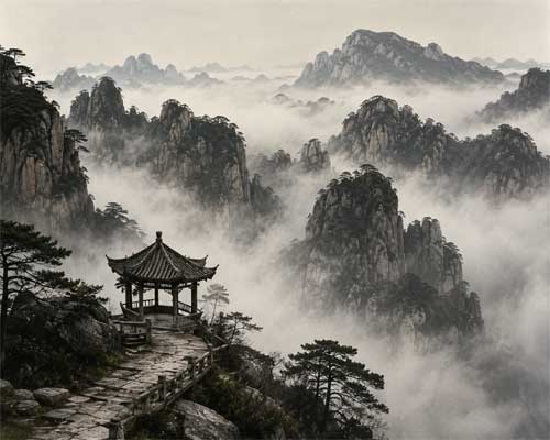 Paisaje de las Montañas Blancas de China, inspiración de John Blofeld