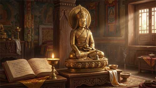 Representación de Atisha y la tradición Kadampa