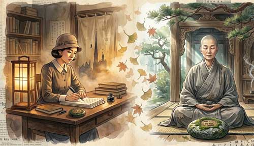 Representación artística de Kim Iryŏp, escritora y monja zen