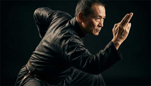 Practicante de Kung Fu estilo Serpiente en postura de combate