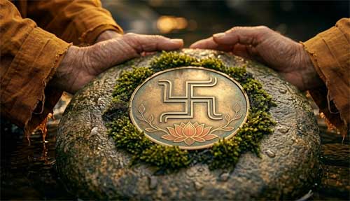 Símbolo Manji o esvástica budista tradicional en posición horizontal