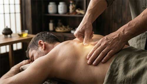 Manos practicando Tui Na, terapia manual china