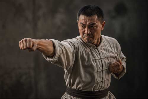 Practicante de Xingyi Quan demostrando potencia