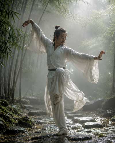 Practicante de Ziran Men en movimiento natural