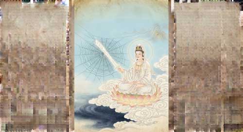 Bodhisattva Dharmodgata con la espada de la sabiduría, ilustración estilo filosófico