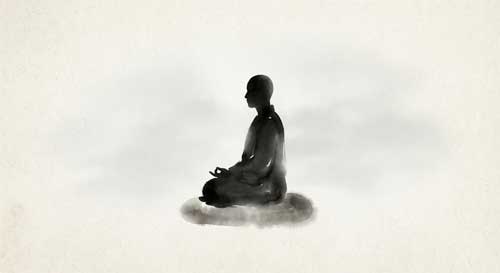 Silueta minimalista de una persona sentada en zazen
